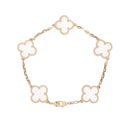 [Clover Jewelrys]CLOVER 5 MOTIF ROCK CRYSTAL PINK GOLD BRACELET