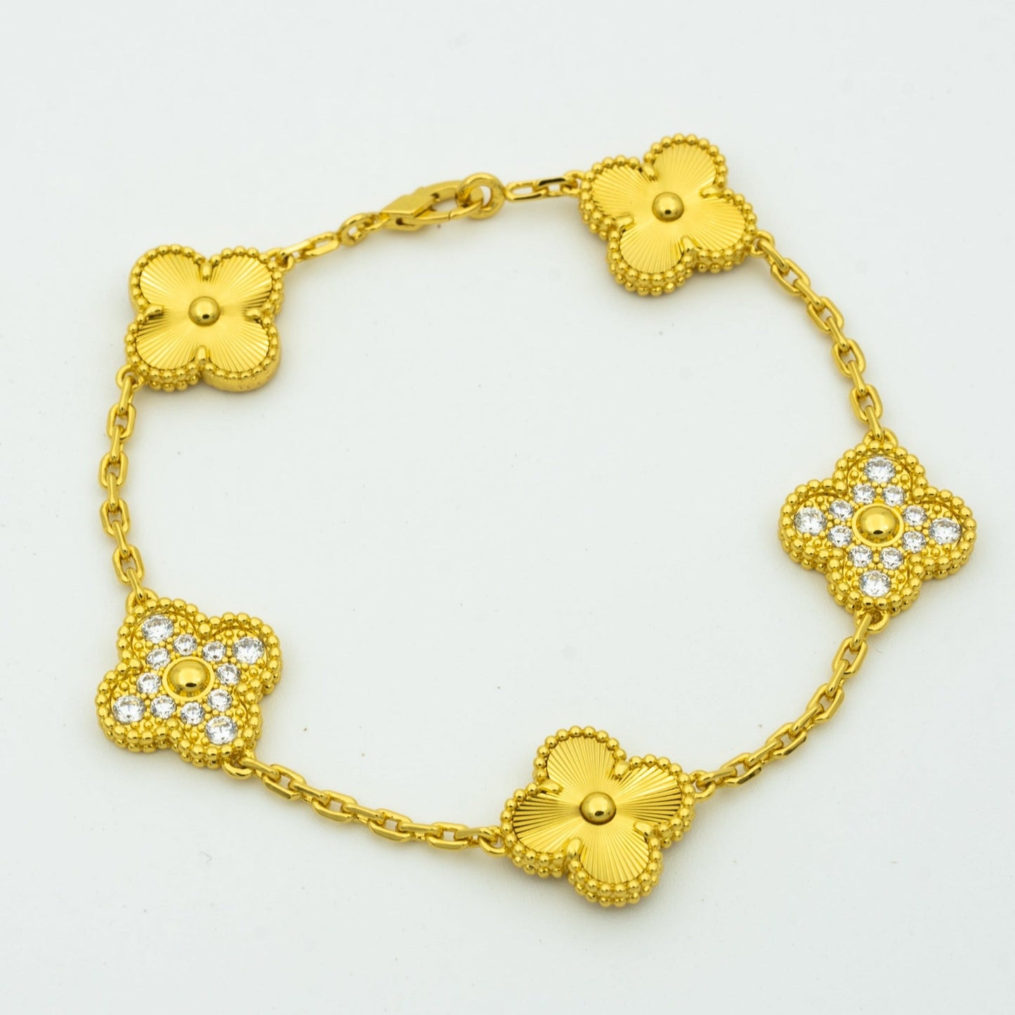 [Clover Jewelrys]CLOVER BRACELET 5 MOTIFS GOLD DIAMOND