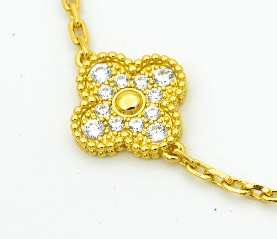 [Clover Jewelrys]CLOVER BRACELET 5 MOTIFS GOLD DIAMOND