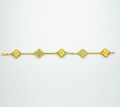 [Clover Jewelrys]CLOVER BRACELET 5 MOTIFS GOLD DIAMOND