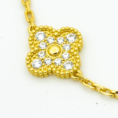 [Clover Jewelrys]CLOVER BRACELET 5 MOTIFS GOLD DIAMOND