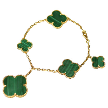 [Clover Jewelrys]MAGIC CLOVER MALACHITE GOLD BRACELET 5 MOTIFS