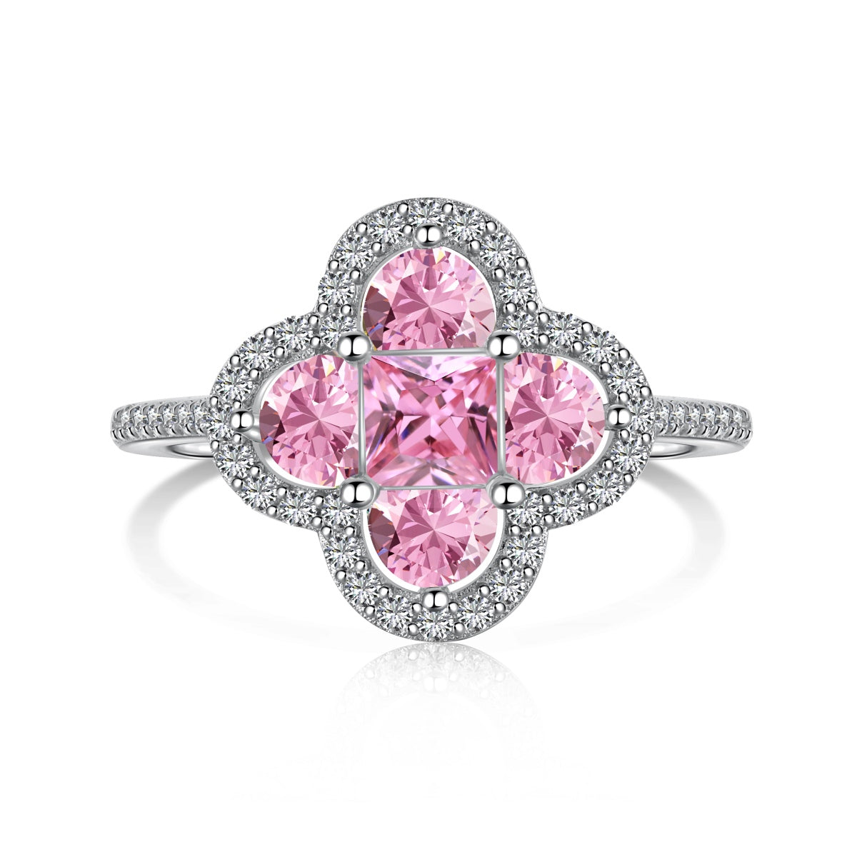 [Clover Jewelrys]Luxurious Eternity Flower Shape Banquet Ring