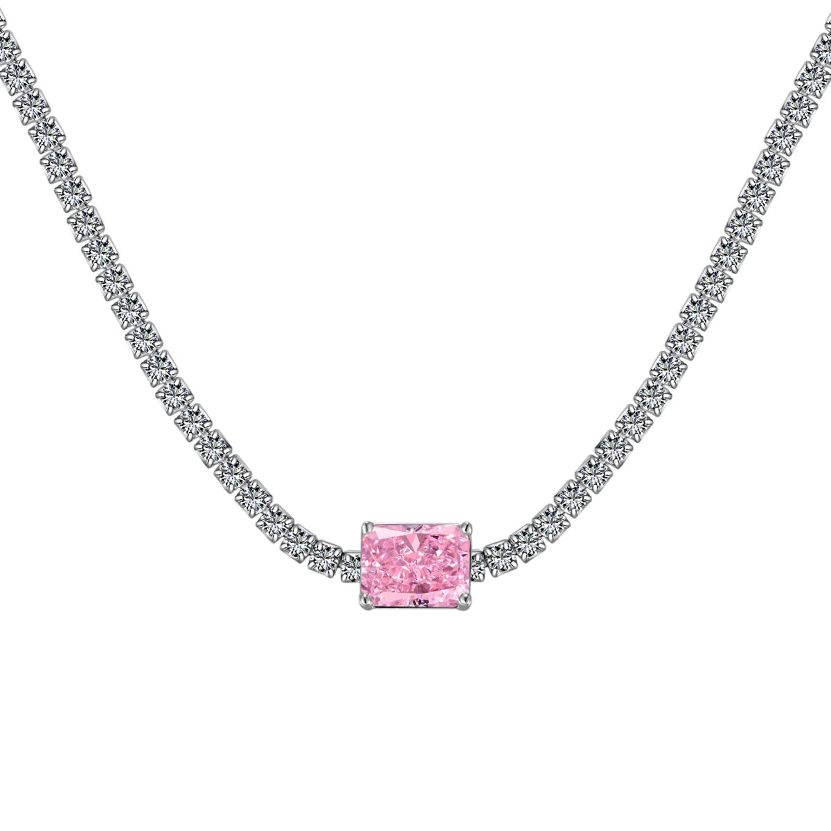 [Clover Jewelrys]2.0 carat Ornate Emerald Cut Necklace