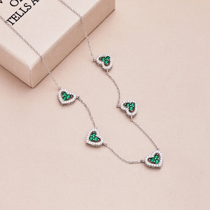 [Clover Jewelrys]Sparkling Five Heart Necklace