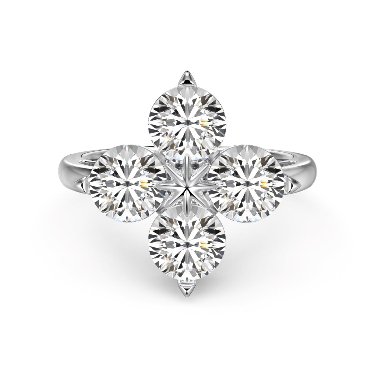 [Clover Jewelrys]Four-Leaf Clover Eight-Pointed Star Ring