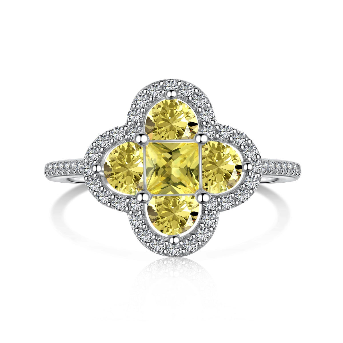 [Clover Jewelrys]Luxurious Eternity Flower Shape Banquet Ring