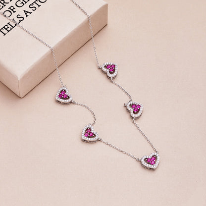 [Clover Jewelrys]Sparkling Five Heart Necklace