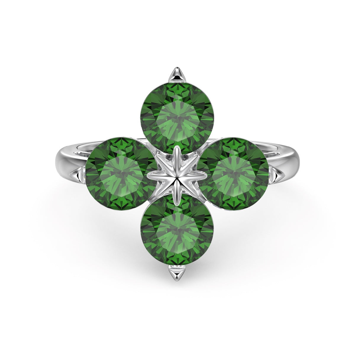 [Clover Jewelrys]Four-Leaf Clover Eight-Pointed Star Ring