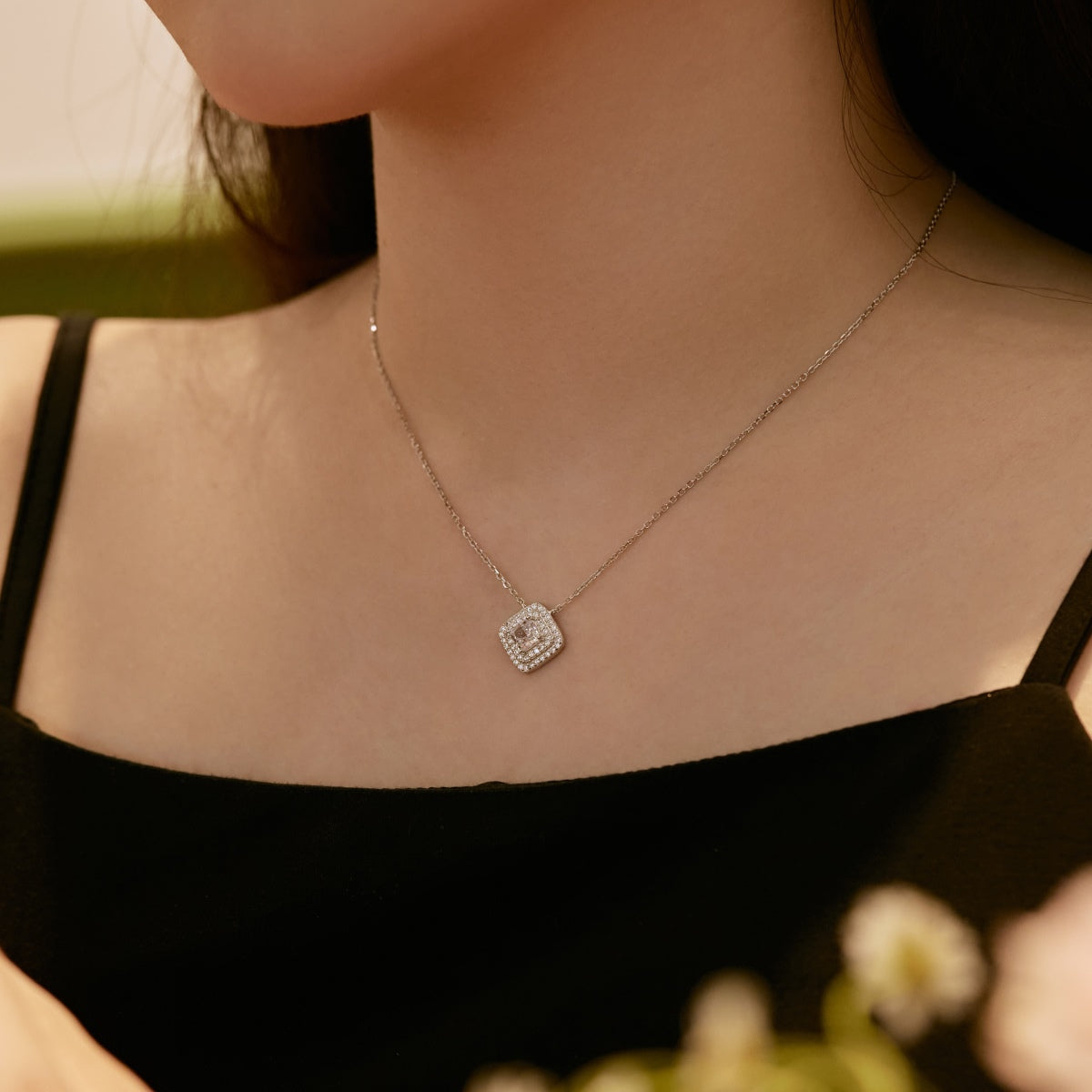 [Clover Jewelrys]Sparkling Asscher Cut Necklace