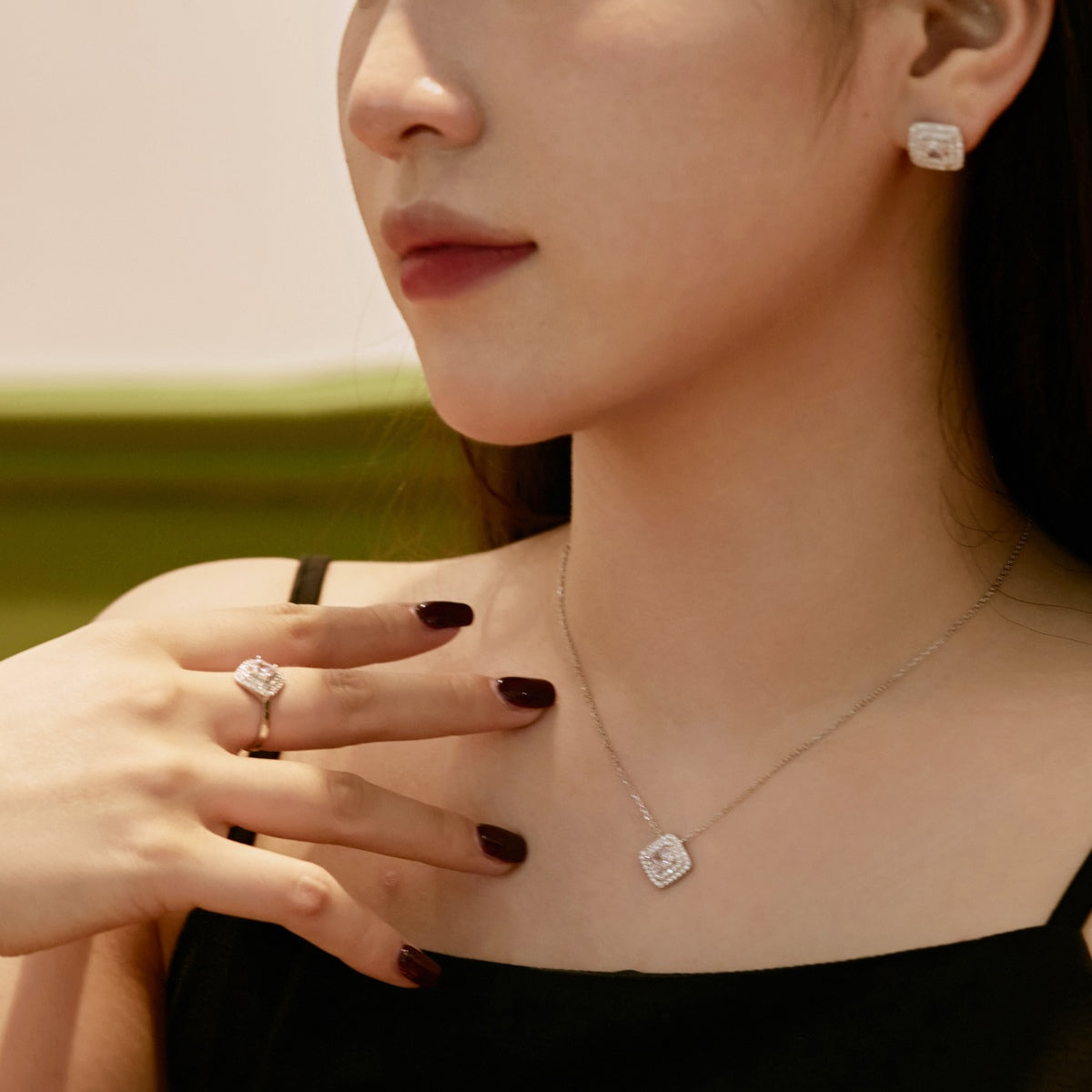 [Clover Jewelrys]Sparkling Asscher Cut Necklace