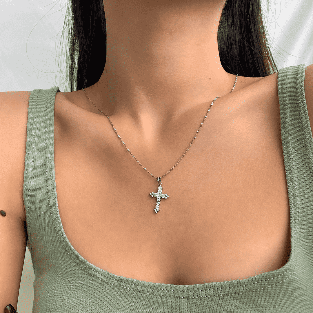 [Clover Jewelrys]Delicate Cross Shape Necklace