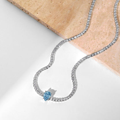 [Clover Jewelrys]1.0 carat Unique Pear Cut Tennis Necklace