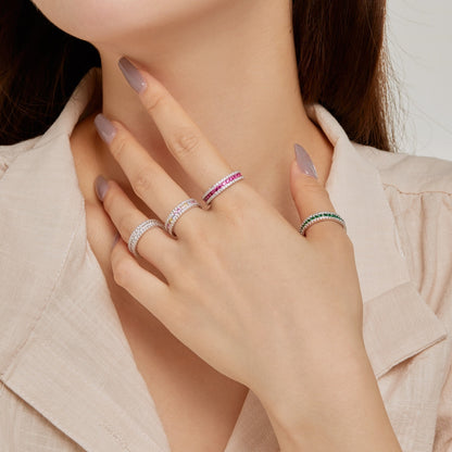 [Clover Jewelrys]Delicate Colorful Round Cut Daily Ring