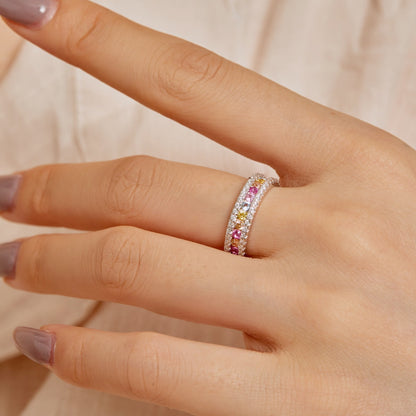 [Clover Jewelrys]Delicate Colorful Round Cut Daily Ring