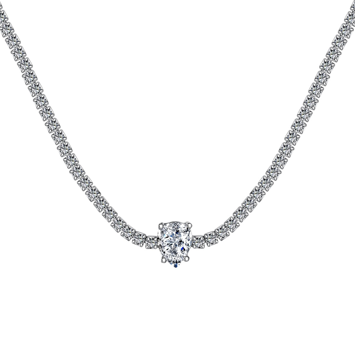 [Clover Jewelrys]1.0 carat Unique Pear Cut Tennis Necklace