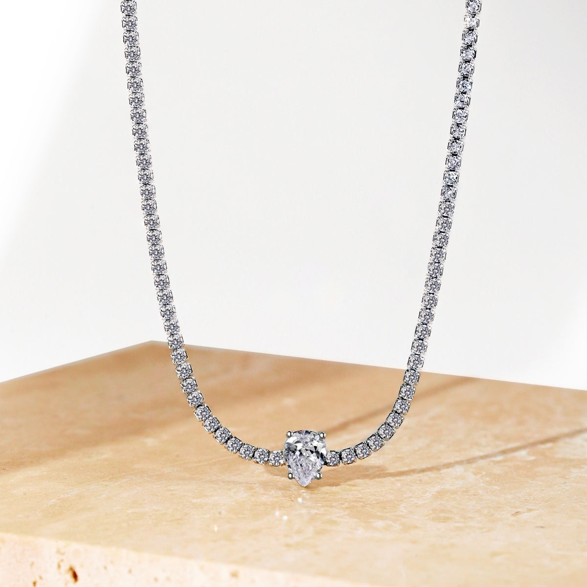 [Clover Jewelrys]1.0 carat Unique Pear Cut Tennis Necklace