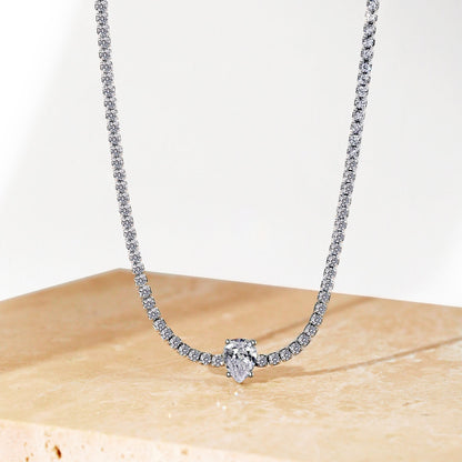 [Clover Jewelrys]1.0 carat Unique Pear Cut Tennis Necklace