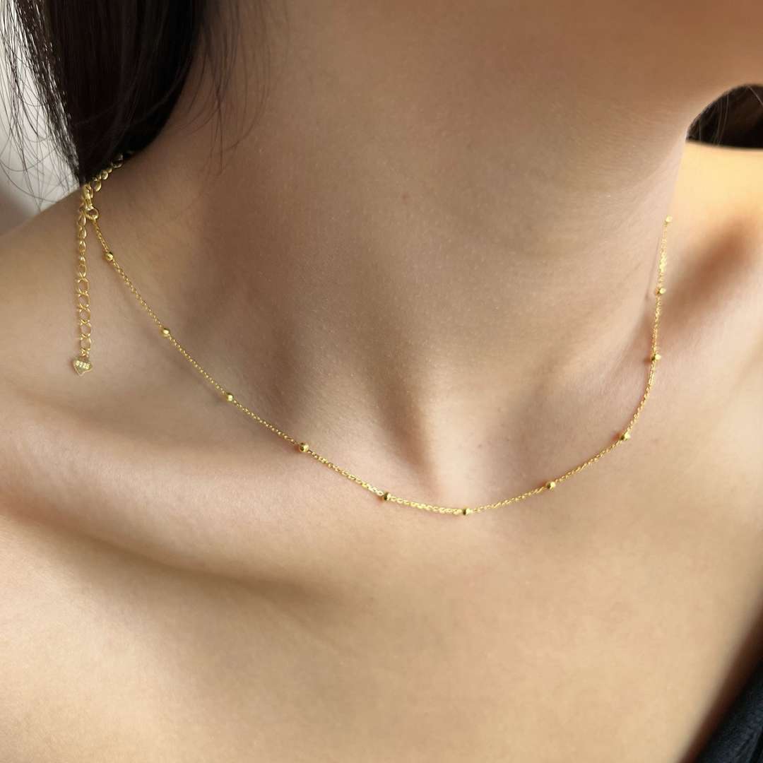 [Clover Jewelrys]Small Bead Clavicle Chain Simple Necklace