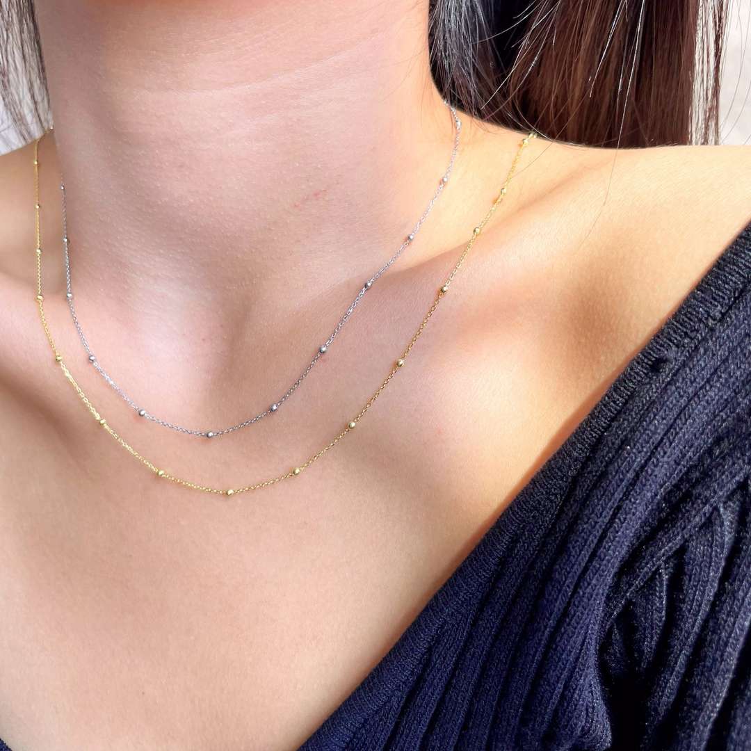 [Clover Jewelrys]Small Bead Clavicle Chain Simple Necklace