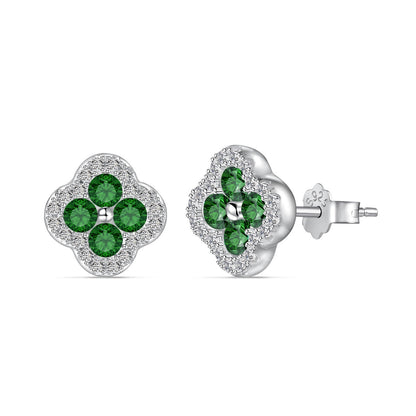 [Clover Jewelrys]Four-Leaf Clover Flower Shaped Earrings