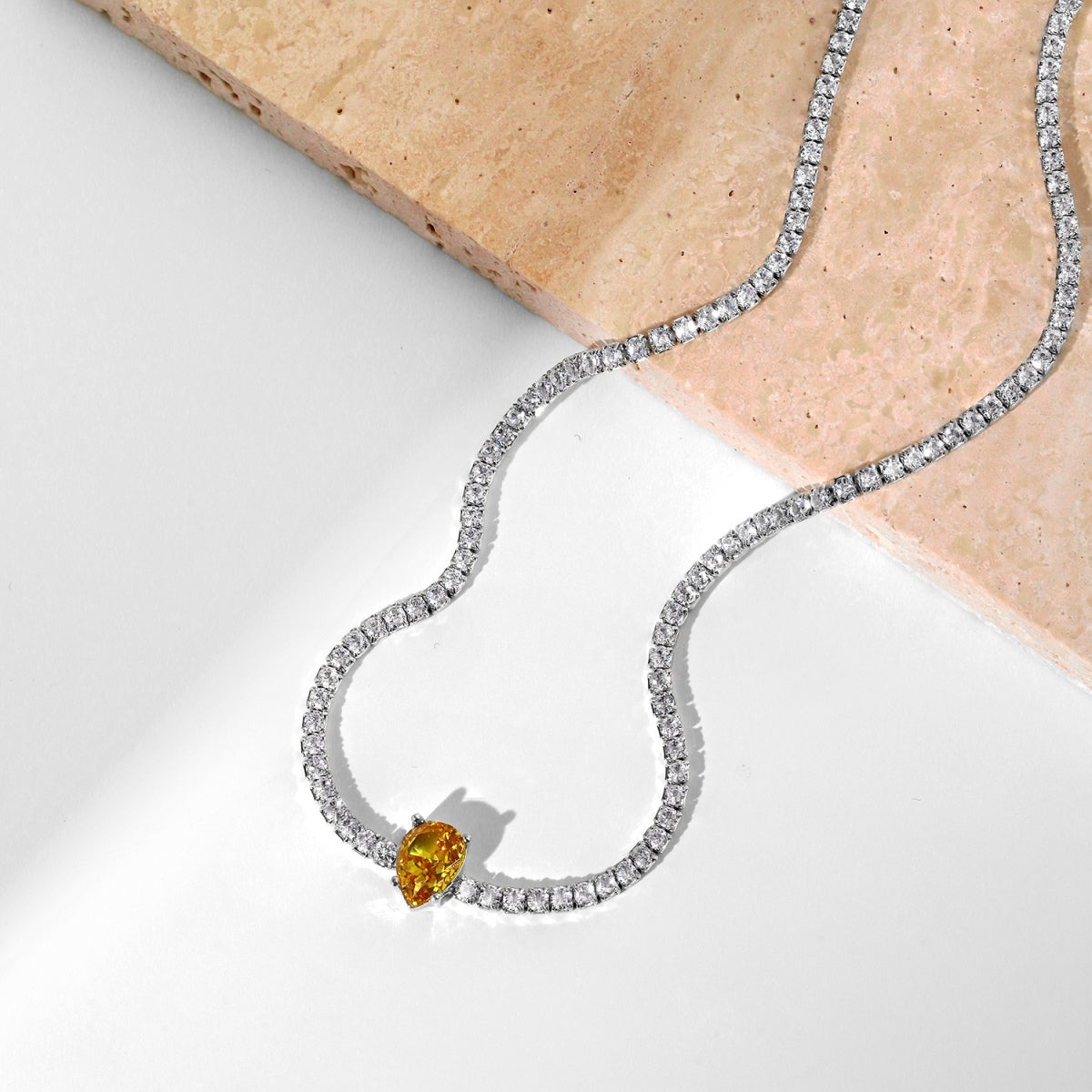 [Clover Jewelrys]1.0 carat Unique Pear Cut Tennis Necklace