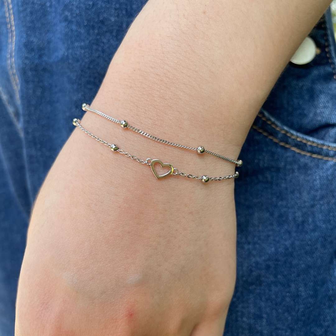 [Clover Jewelrys]Dainty Double Layer Love Heart Bracelet