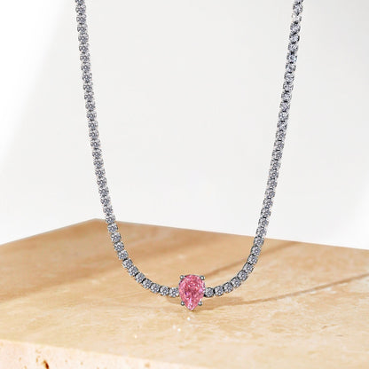 [Clover Jewelrys]1.0 carat Unique Pear Cut Tennis Necklace