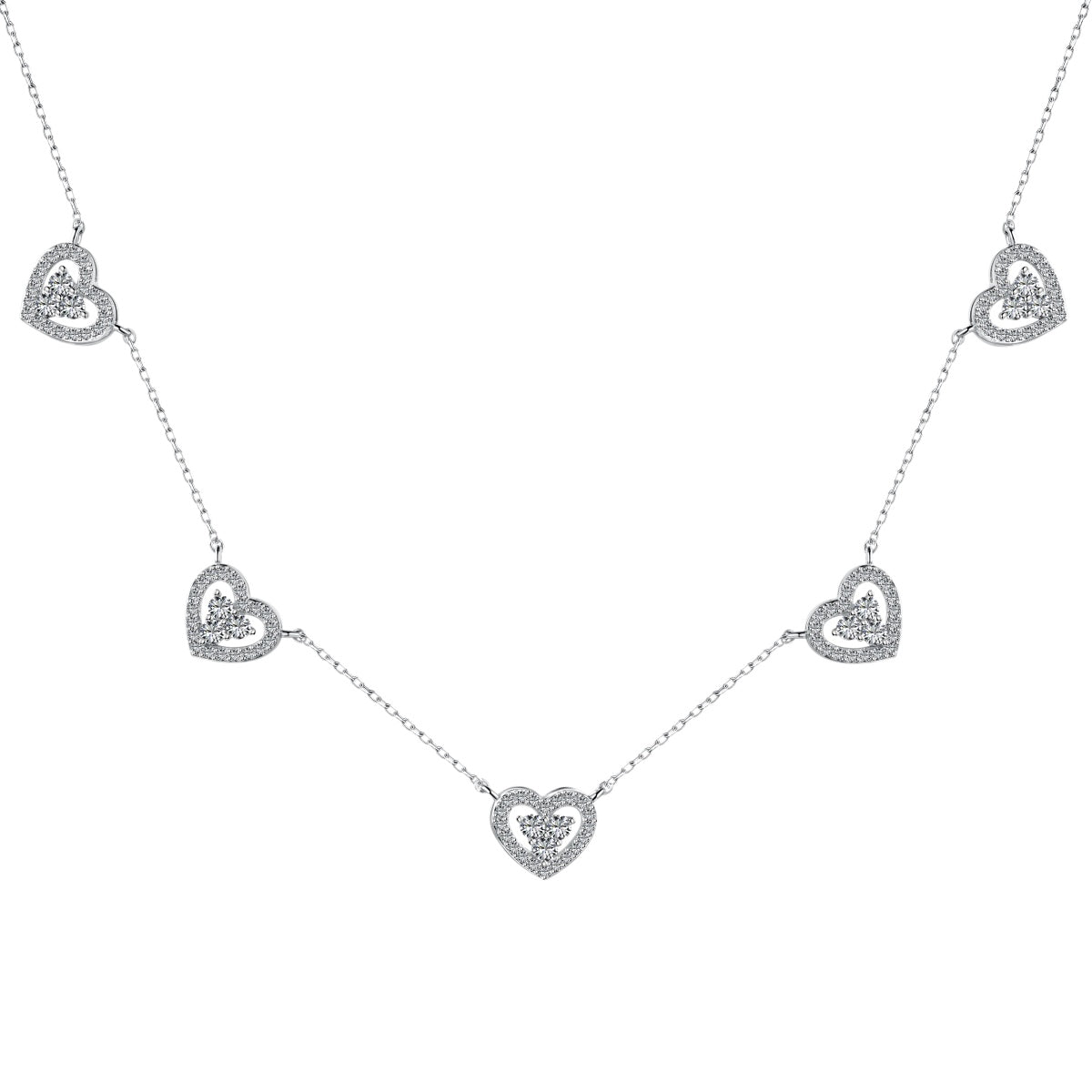 [Clover Jewelrys]Sparkling Five Heart Necklace