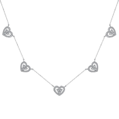 [Clover Jewelrys]Sparkling Five Heart Necklace