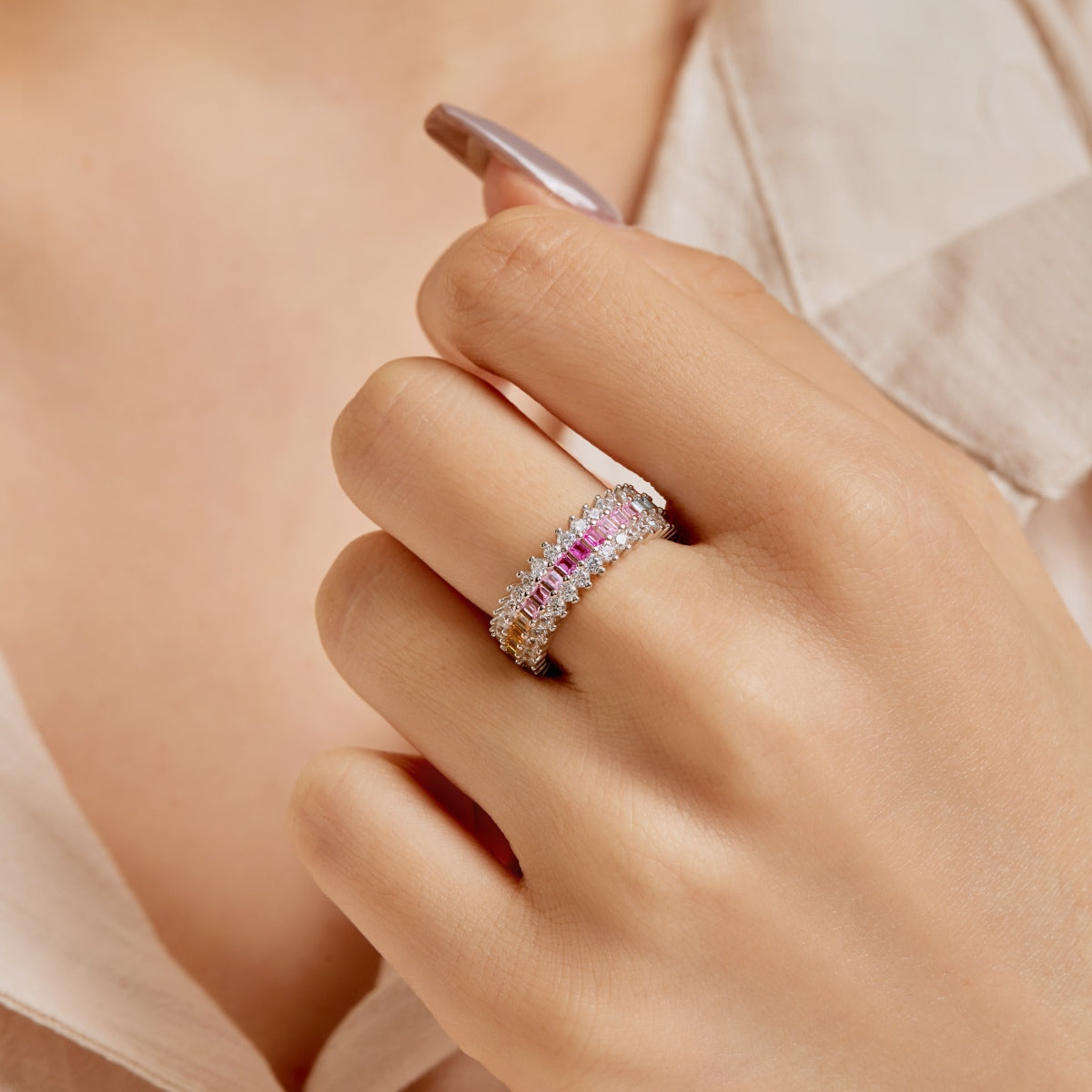 [Clover Jewelrys]Ornate Colorful Radiant Cut Daily Ring