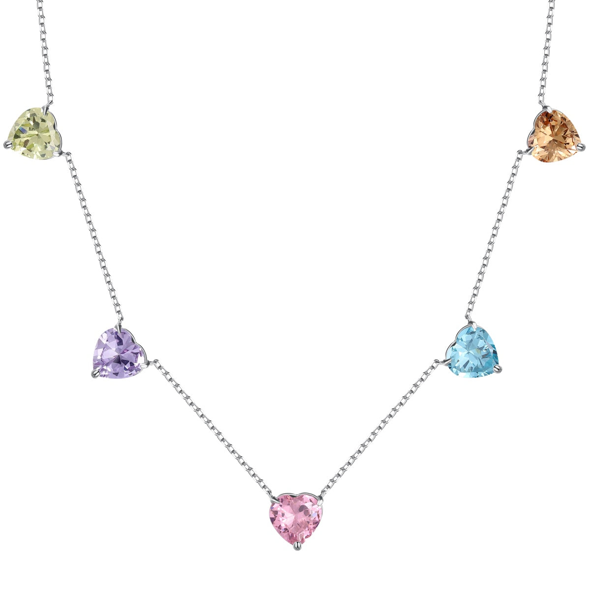 [Clover Jewelrys]Sparkling Colorful Heart Cut Necklace