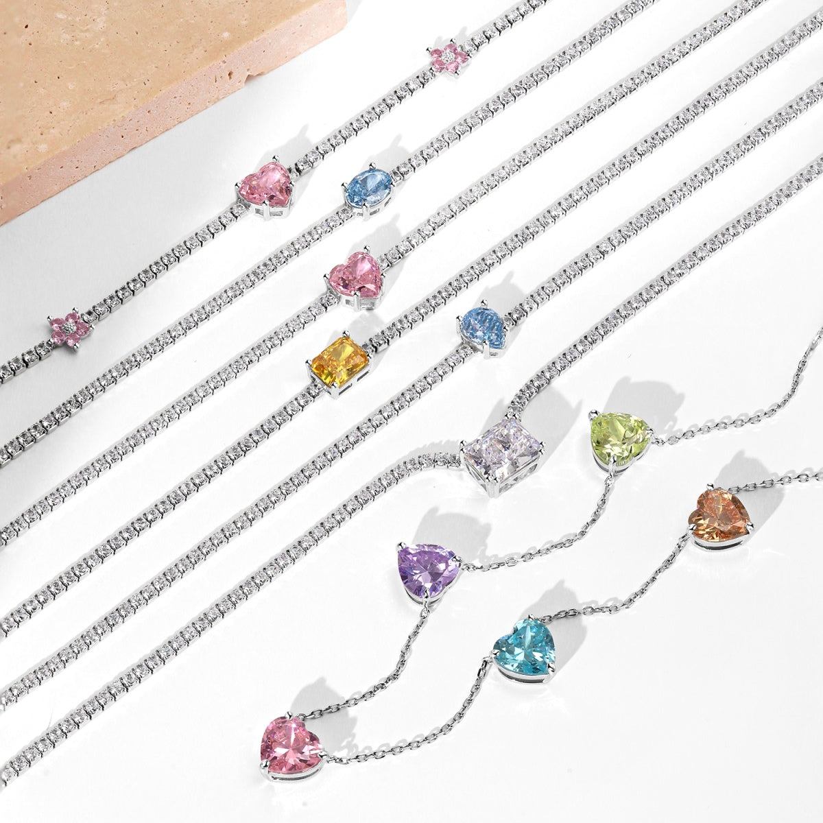 [Clover Jewelrys]Dazzling Pink Heart Flower Necklace