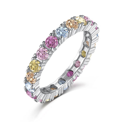 [Clover Jewelrys]Dazzling Lustrous Round Cut Tennis Ring