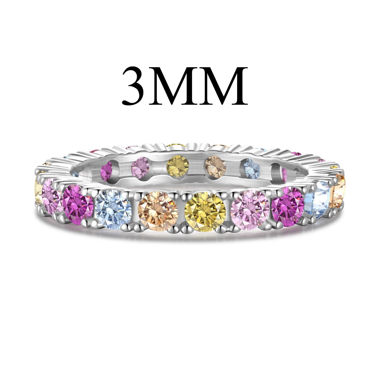 [Clover Jewelrys]Dazzling Lustrous Round Cut Tennis Ring