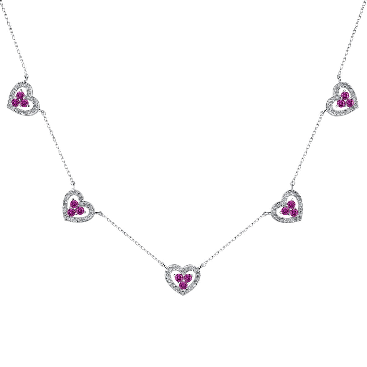 [Clover Jewelrys]Sparkling Five Heart Necklace