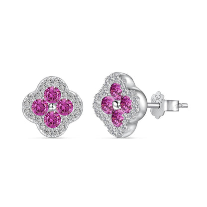 [Clover Jewelrys]Four-Leaf Clover Flower Shaped Earrings