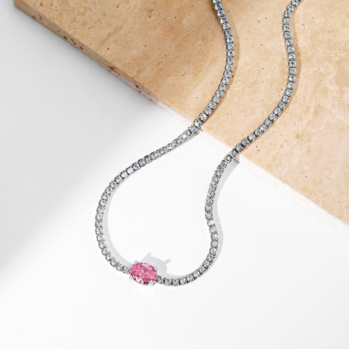 [Clover Jewelrys]1.0 Carat Shining Oval Cut Necklace