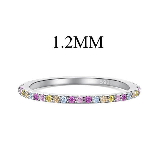 [Clover Jewelrys]Ornate Colorful Round Cut Tennis Ring