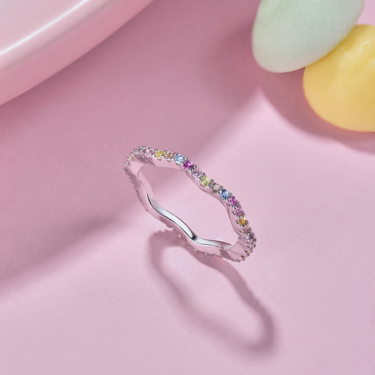 [Clover Jewelrys]Dainty Colorful Round Cut Party Ring