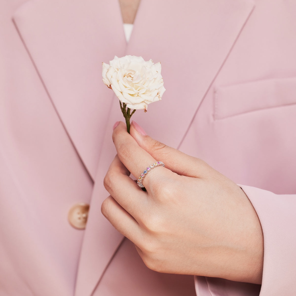 [Clover Jewelrys]Unique Scintillating Round Cut Daily Ring