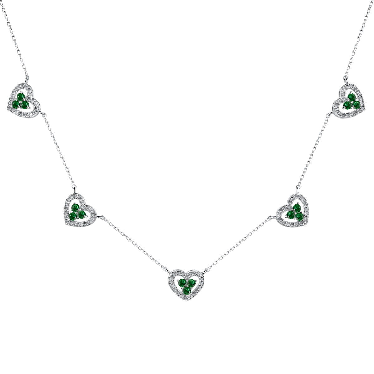 [Clover Jewelrys]Sparkling Five Heart Necklace