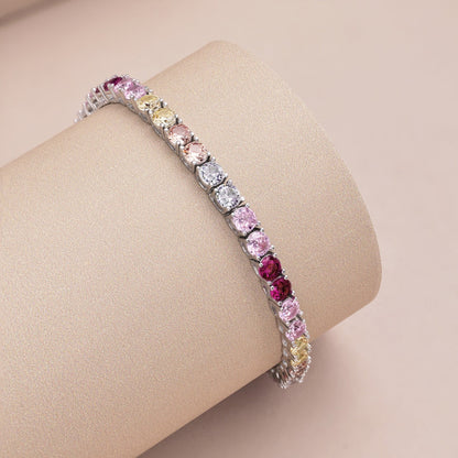 [Clover Jewelrys]Radiant Colorful Round Cut Tennis Bracelet