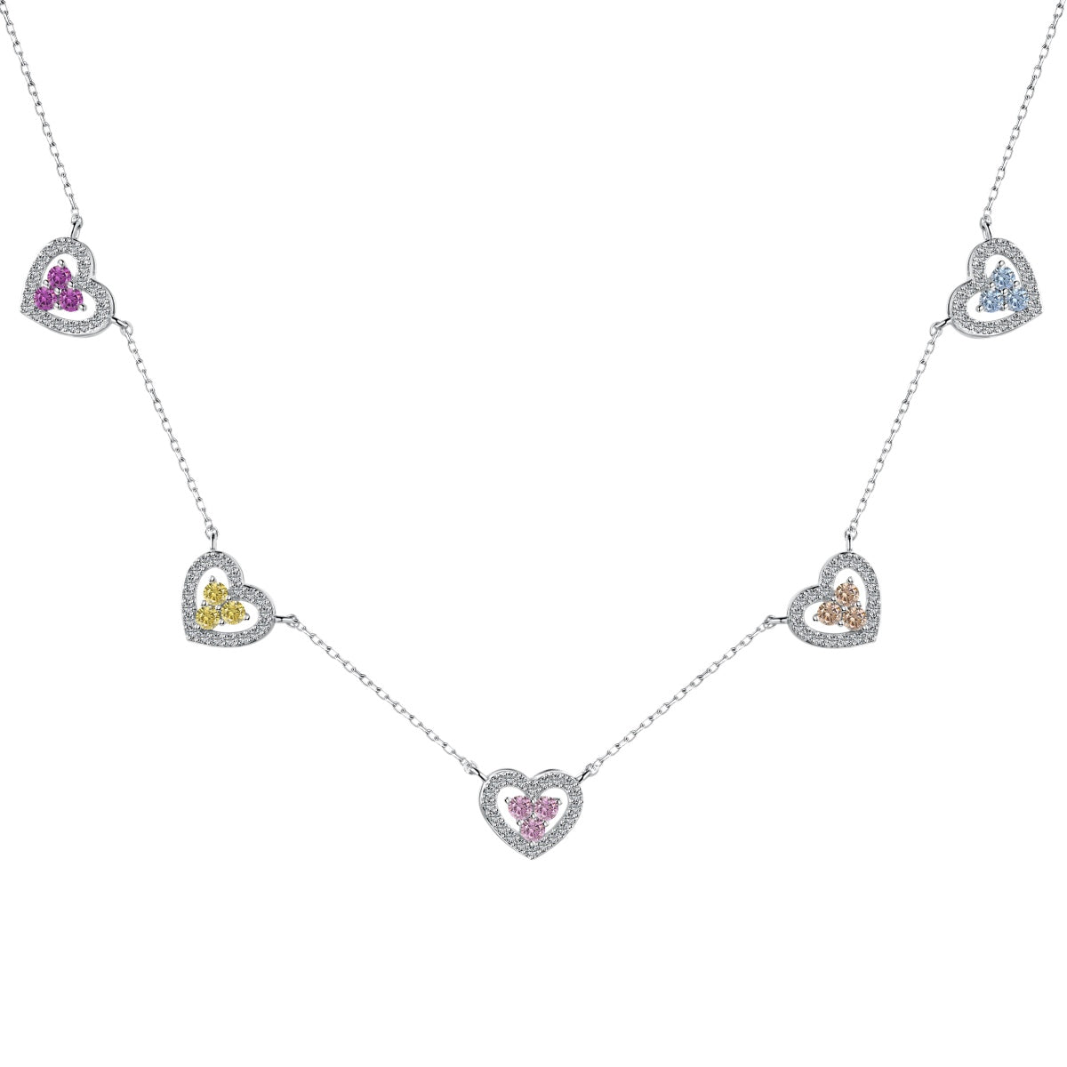 [Clover Jewelrys]Sparkling Five Heart Necklace