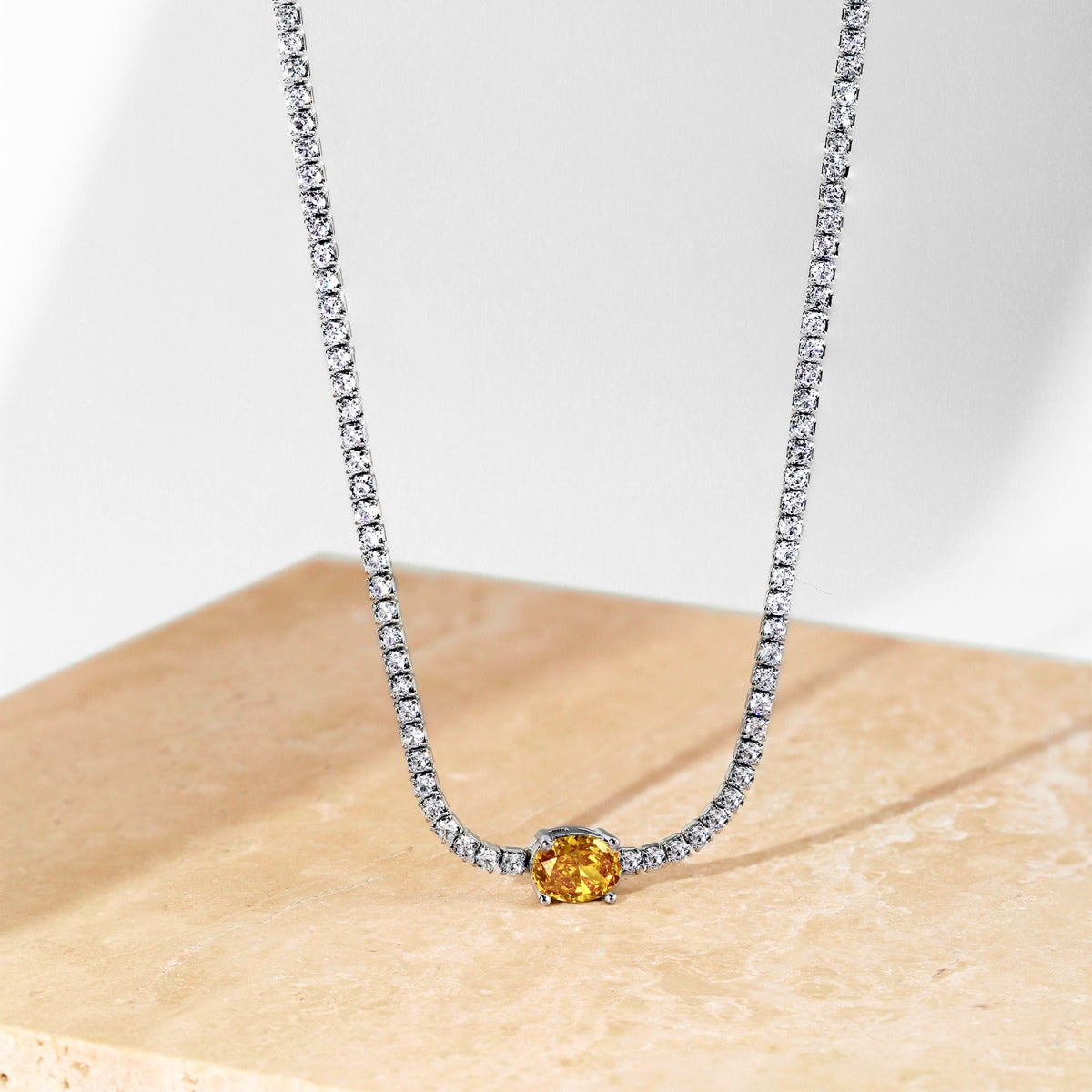 [Clover Jewelrys]1.0 Carat Shining Oval Cut Necklace