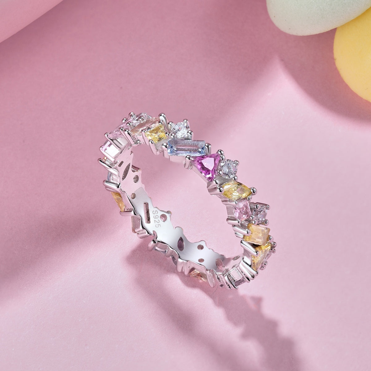 [Clover Jewelrys]Dazzling Polychromatic Multi cut Daily Ring