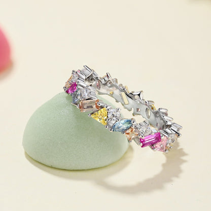 [Clover Jewelrys]Dazzling Polychromatic Multi cut Daily Ring