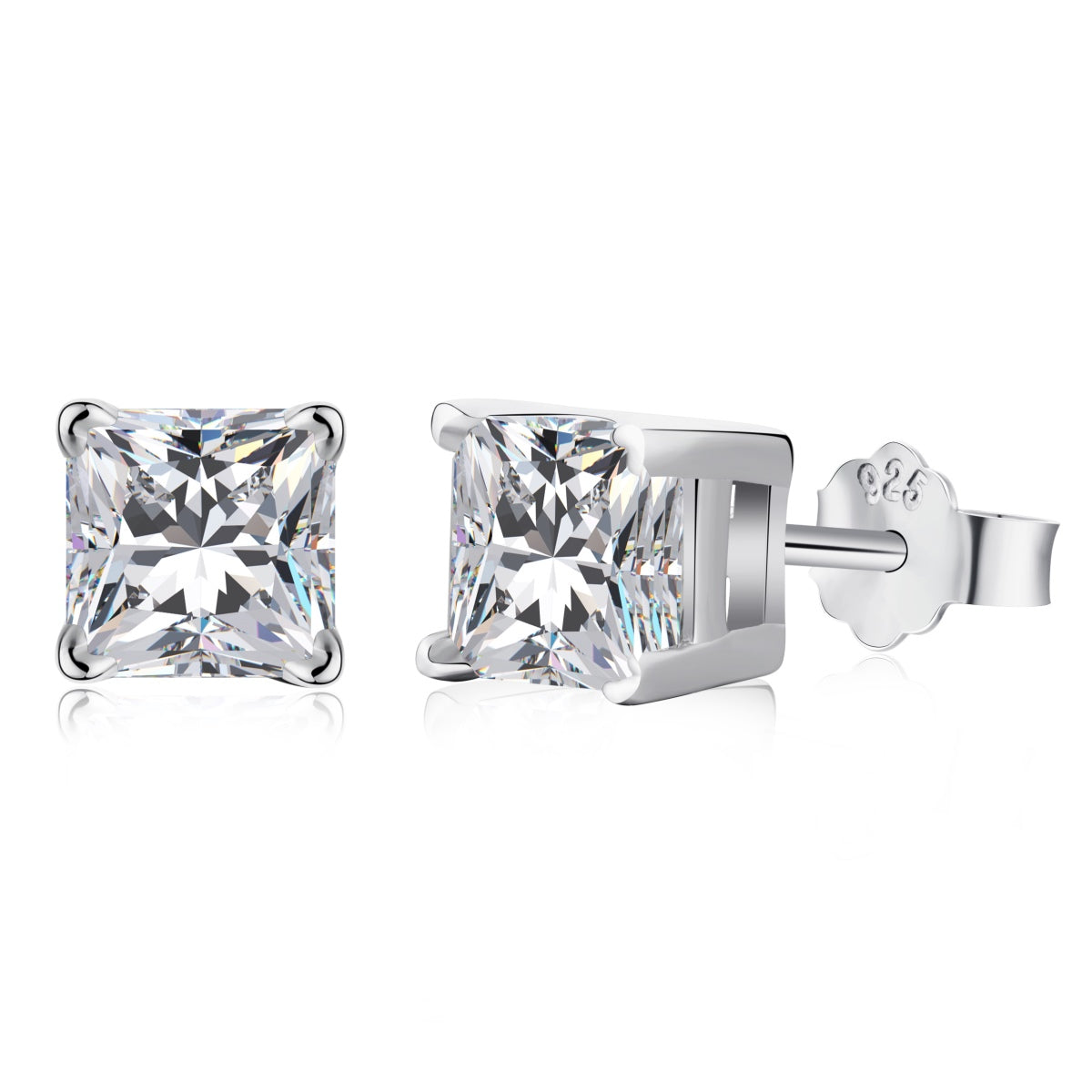 [Clover Jewelrys]1.0 Carat Radiant Princess Cut Wedding Earrings