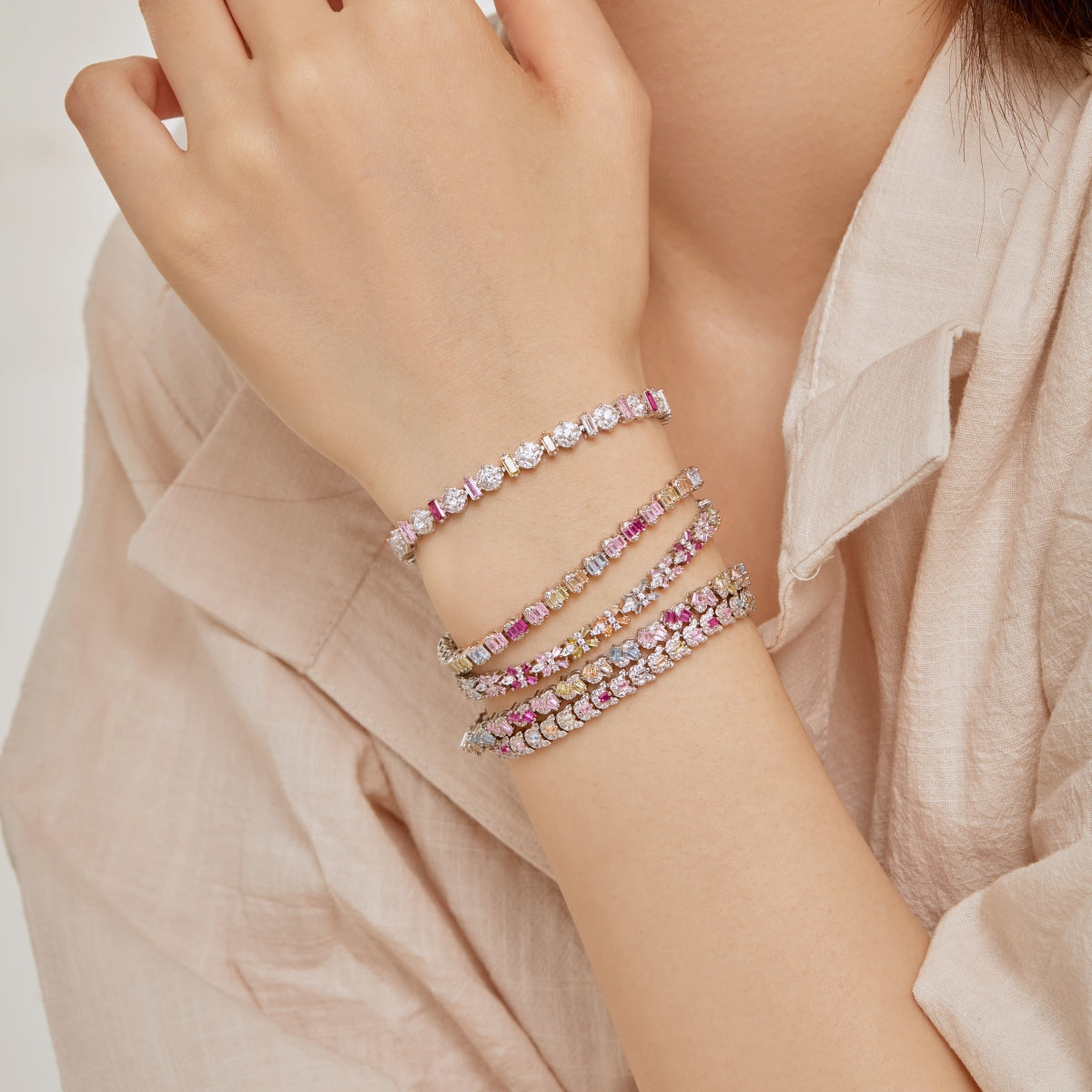 [Clover Jewelrys]Delicate Colorful Emerald Cut Party Bracelet