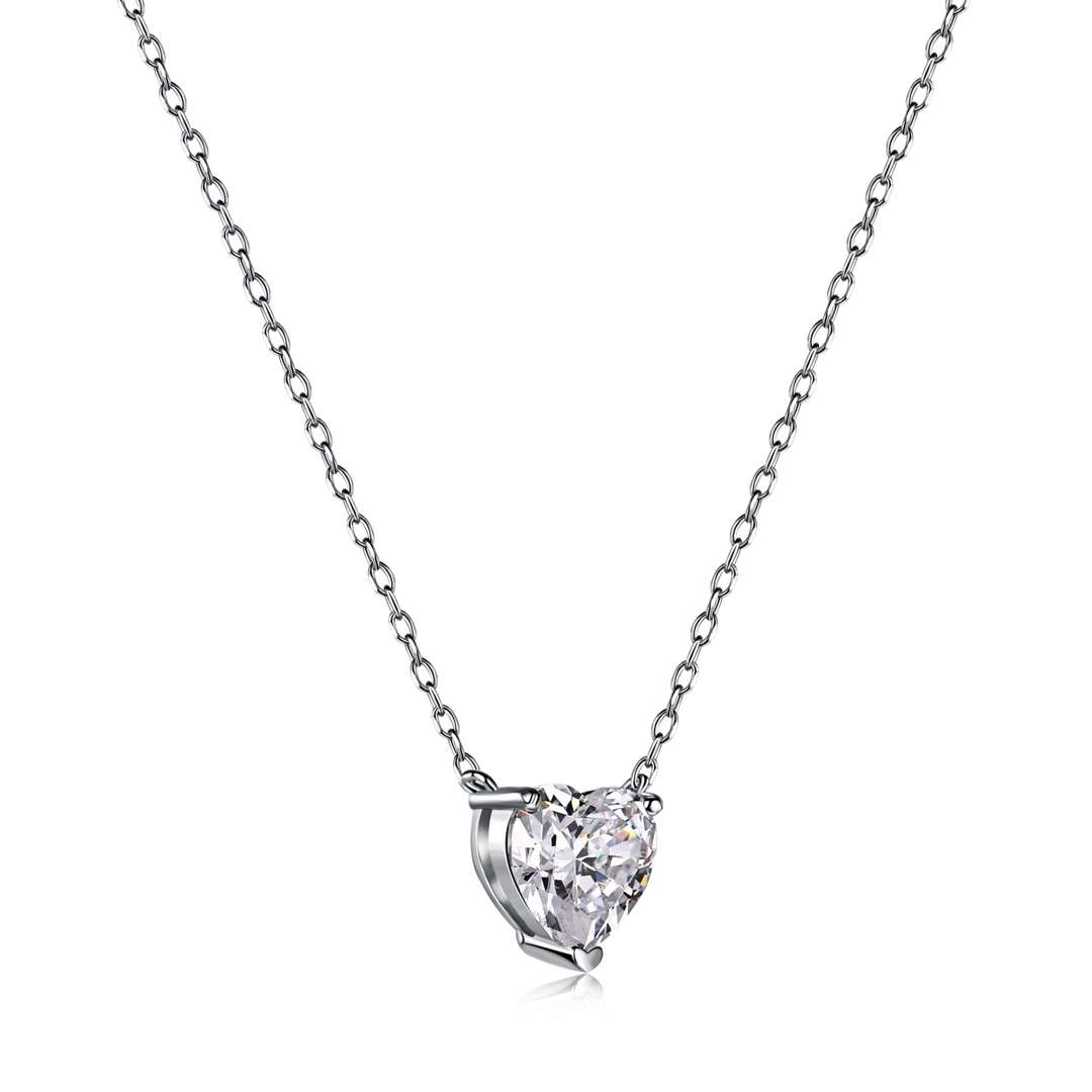 [Clover Jewelrys]Heart Shape Main Stone Pendant Collarbone Necklace